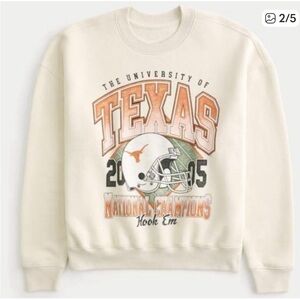 Hollister Cream Texas National Champions Graphic Sweater